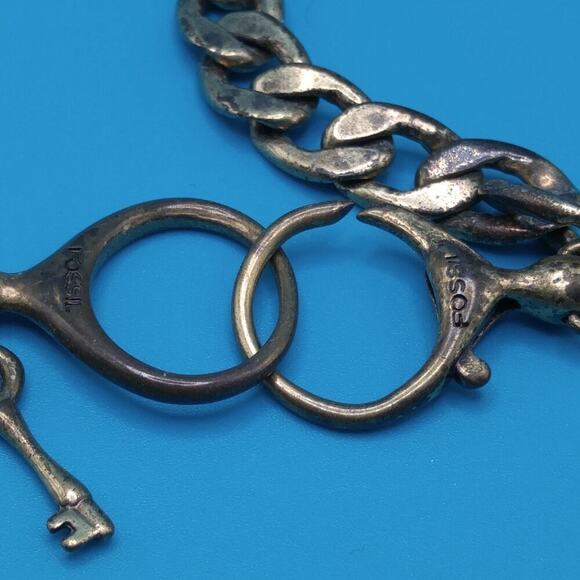 Fossil Distressed Rhinestone Necklace, Rivoli Clear Rhinestones, 18 Inches - Picture 13 of 15